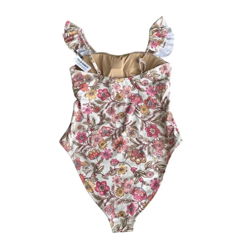 Old Navy Square-Neck Ruffled Strap French-Cut One-Piece Swimsuit NWT MEDIUM - Picture 9 of 9